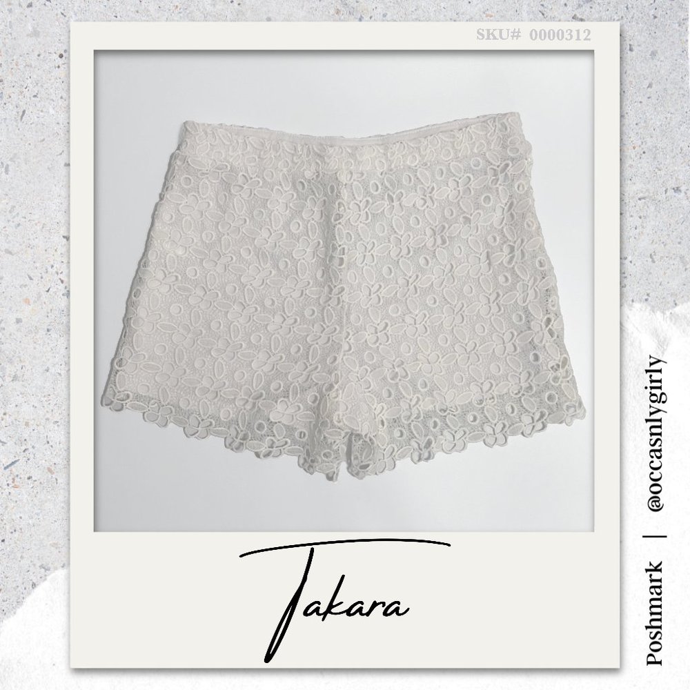 Takara White Lace Lined Shorts NWOT